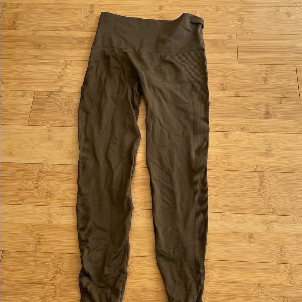 Set Active Brown Ribbed Leggings - image 1